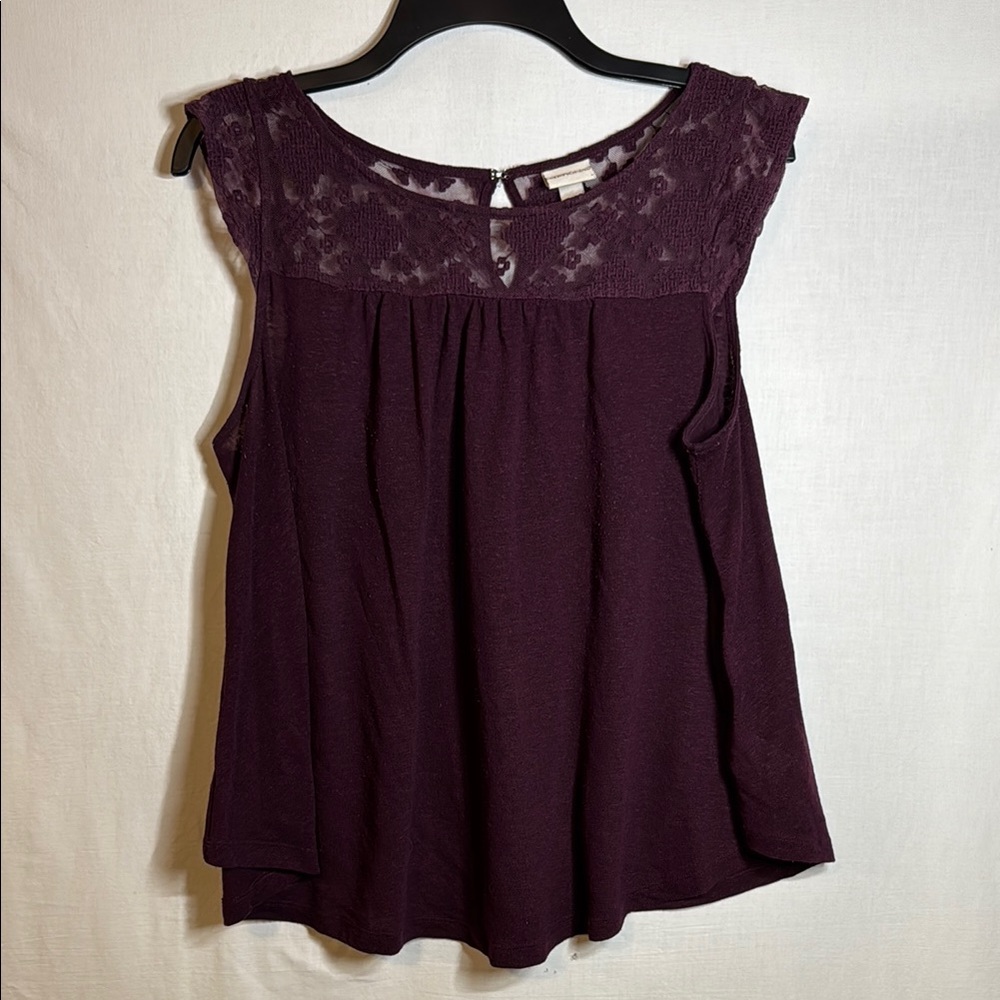 Merona Purple Lace Sleeveless Blouse - Large